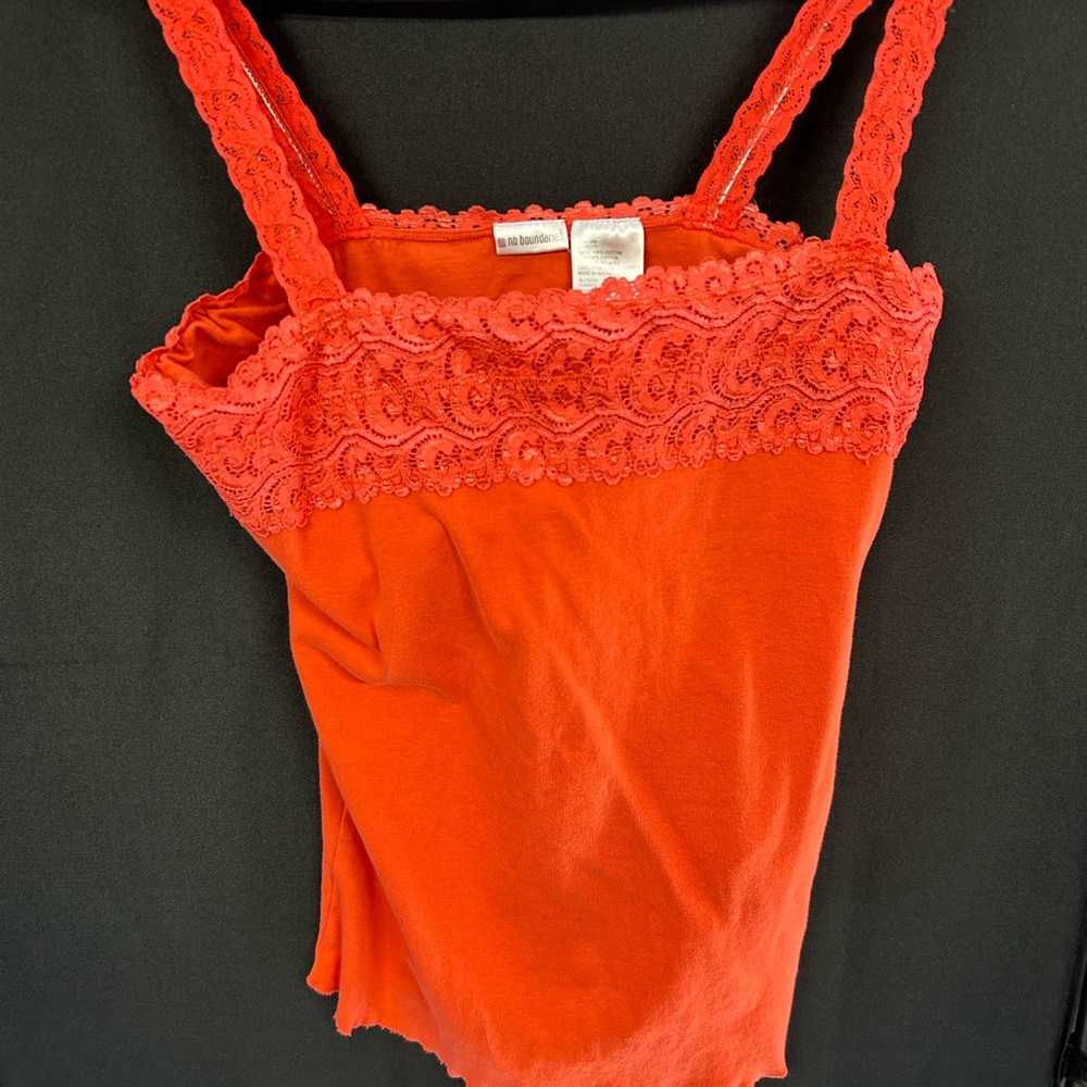 No Boundaries Red Camisole with Lace Trim Size XL
